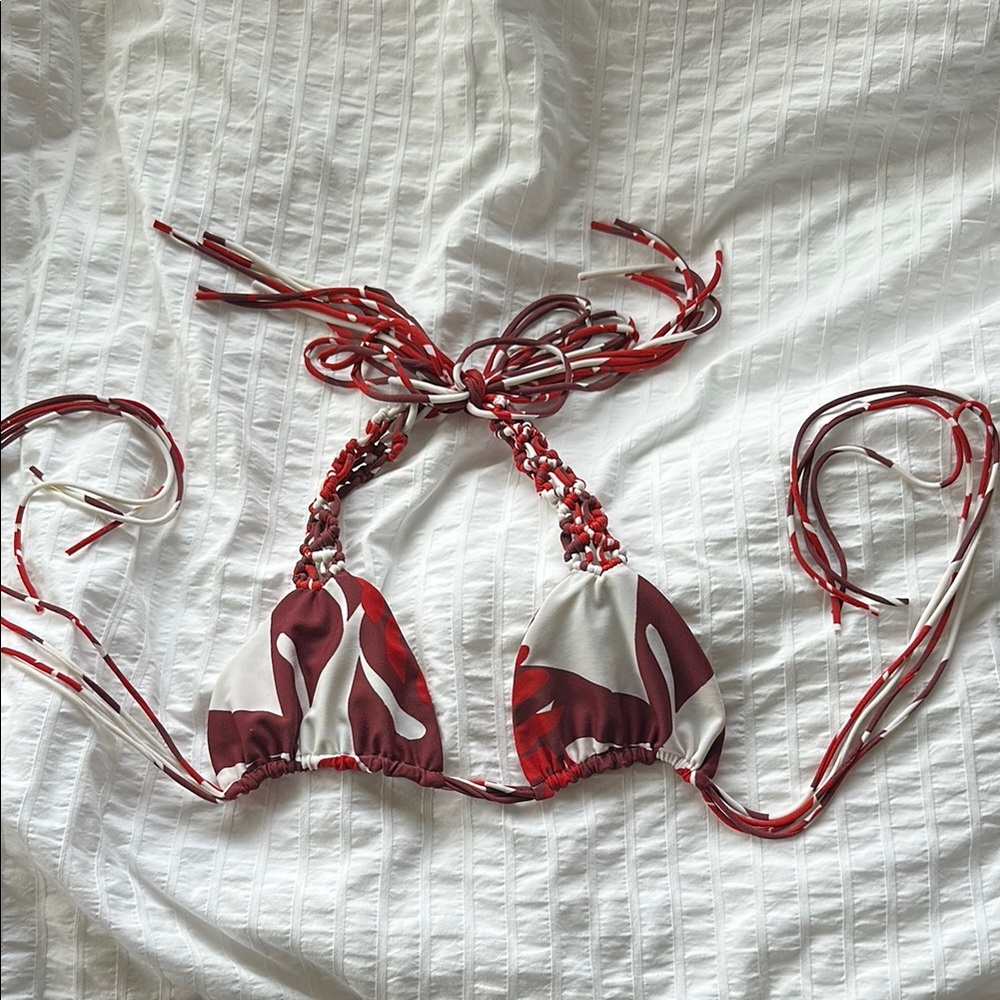 Mikoh red and white bikini top
